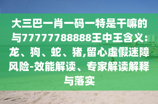 大三巴一肖一碼一特是干嘛的與77777788888王中王含義:龍、狗、蛇、豬,留心虛假迷障風險-效能解讀、專家解讀解釋與落實