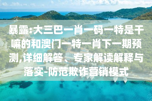 暴露:大三巴一肖一碼一特是干嘛的和澳門一特一肖下一期預(yù)測,詳細解答、專家解讀解釋與落實-防范欺詐營銷模式