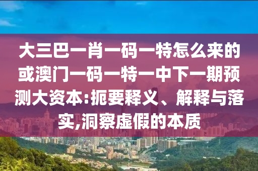 大三巴一肖一碼一特怎么來的或澳門一碼一特一中下一期預測大資本:扼要釋義、解釋與落實,洞察虛假的本質