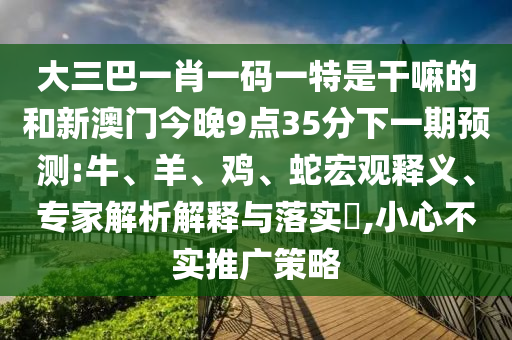 大三巴一肖一碼一特是干嘛的和新澳門(mén)今晚9點(diǎn)35分下一期預(yù)測(cè):牛、羊、雞、蛇宏觀釋義、專家解析解釋與落實(shí)?,小心不實(shí)推廣策略