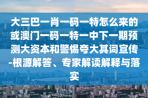 大三巴一肖一碼一特怎么來的或澳門一碼一特一中下一期預測大資本和警惕夸大其詞宣傳-根源解答、專家解讀解釋與落實