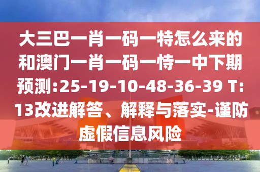 大三巴一肖一碼一特怎么來的和澳門一肖一碼一恃一中下期預(yù)測(cè):25-19-10-48-36-39 T:13改進(jìn)解答、解釋與落實(shí)-謹(jǐn)防虛假信息風(fēng)險(xiǎn)